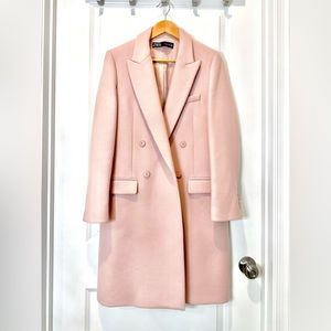 Zara Wool double breasted Manteca Coat Pink Barbiecore Business Casual S NWT
